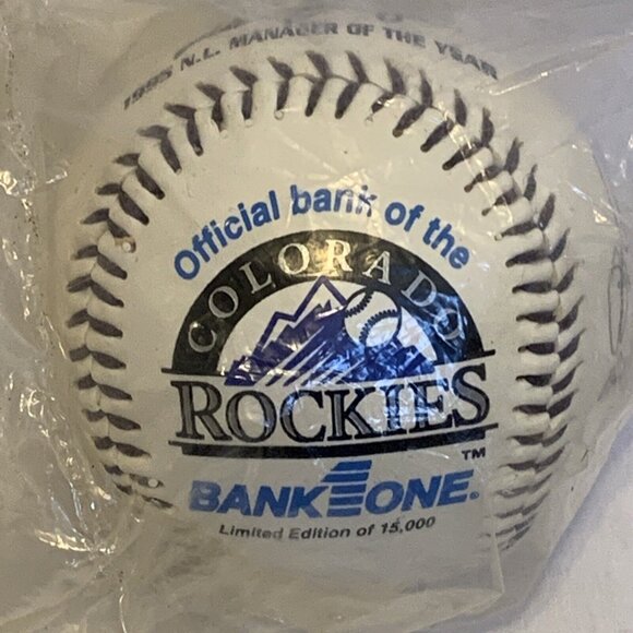 Colorado Rockies Baseball Facsimile Team Autograph Ball Bank One Baylor Mgr 1996 - Picture 1 of 9
